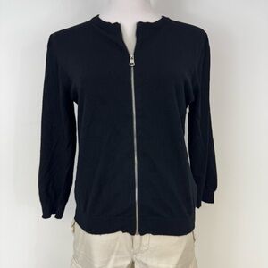 Lord & Taylor Context Black Zip-Up Cardigan size Large